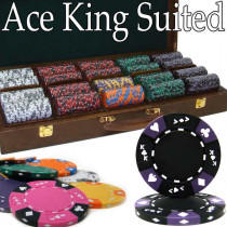Ace King Suited 500pc Poker Chip Set w/Walnut Case