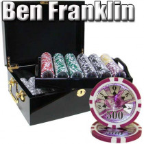 Ben Franklin 14 Gram 500pc Poker Chip Set w/Mahogany Case