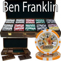 New 1000 Ben Franklin 14g Clay Poker Chips Set with Rolling Case Pick Chips! 