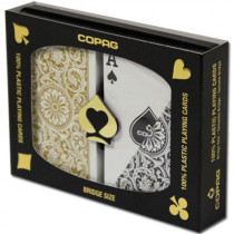 COPAG Plastic Playing Cards, Black/Gold, Bridge Regular