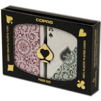 COPAG Plastic Playing Cards, Green/Burgundy, Poker Regular