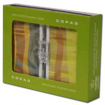 COPAG Geometric Plastic Playing Cards, Green/Orange, Bridge SIze, Jumb Index