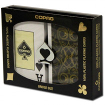 COPAG Iluminura Plastic Playing Cards, Black/Gold, Bridge SIze, Jumb Index