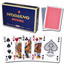 Modiano Super Fiori Plastic Playing Cards, Red/Blue, Poker Size, 4 PIP Index