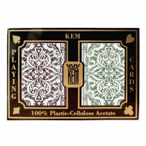 KEM Jacquard Plastic Playing Cards, Green/Burgundy, Poker Size, Jumbo Index