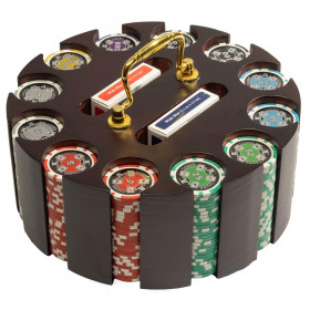 Ace Casino 300pc Poker Chip Set with Wooden Carousel
