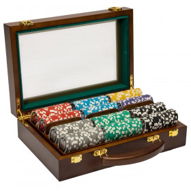 Ace Casino 300pc Poker Chip Set with Walnut Case