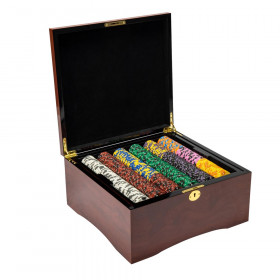Pre-Packaged - 750 Ct Ace King Suited Chip Set Mahogany Case