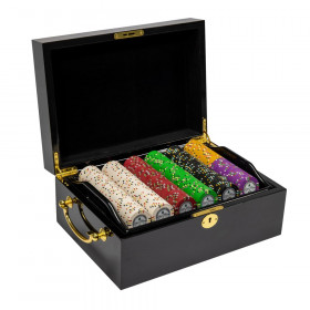 500Ct Claysmith Gaming Bluff Canyon" 13.5 Gram Clay Composite Chip Set in Black Mahogany Case"