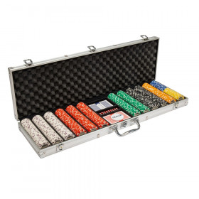600 Ct Coin Inlay Poker Chip Set w/ Aluminum Case 15 Gram Chips