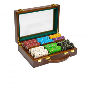 300Ct Claysmith Gaming Gold Rush" Chip Set in Walnut Case"