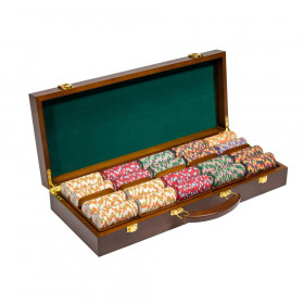 500 Ct Nile Club 10 Gram Poker Chip Set w/ Walnut Wooden Case