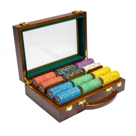 300 Ct Nevada Jack Poker Chip Set w/ Walnut Wooden Case
