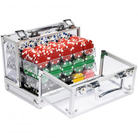 600 Striped Dice Acrylic Case Poker Chip Set WPT Book