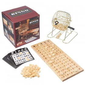 Vintage Wooden Bingo Game 6-Inch Brass Cage