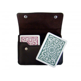 Copag Plastic Cards Lthr Case Green/Burgundy Poker/Regular
