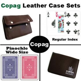 Copag 100% Plastic Playing Card Pinochle Set in Leather Case
