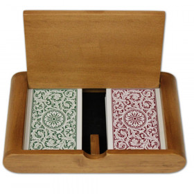 Copag Wooden Box Set with Jumbo/Narrow Bridge Playing Cards