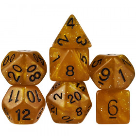 7 Die Polyhedral Set in Velvet Pouch, Dwarven Brandy