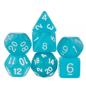 Set of 7 Polyhedral Dice, Sea Glass