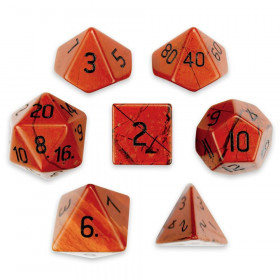 Set of 7 Handmade Stone Polyhedral Dice, Red Jasper