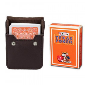 Orange Modiano Texas, Poker-Jumbo Cards w/ Leather Case