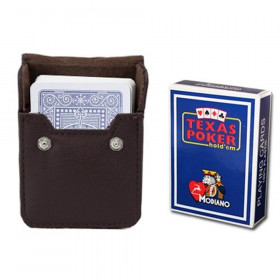 Blue Modiano Texas, Poker-Jumbo Cards w/ Leather Case