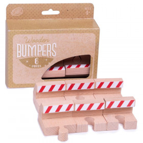 Wooden Train Track Bumpers -  6-pack