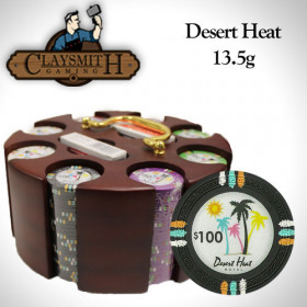 Desert Heat 200pc Poker Chip Set w/Wooden Carousel
