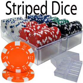 Striped Dice 200pc Poker Chip Set w/Acrylic Tray
