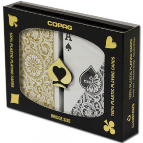 COPAG Plastic Playing Cards, Black/Gold, Bridge Size, Regular Index