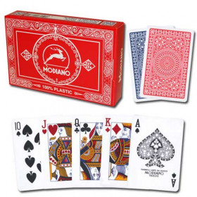 Modiano Club Plastic Playing Cards, Red/Blue, Poker Size, Regular Index