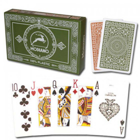 Modiano Club Plastic Playing Cards, Green/Brown, Bridge Size, Jumbo Index