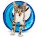 36" Blue Krinkle Cat Tunnel with Peek Hole and Storage Bag