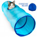 52" Blue Krinkle Cat Tunnel with Peek Hole and Storage Bag