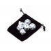 7 Die Polyhedral Dice Set  in Velvet Pouch- Opaque White