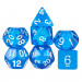 7 Die Polyhedral Dice Set  in Velvet Pouch- Translucent Blue