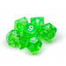 7 Die Polyhedral Dice Set in Velvet Pouch- Translucent Green