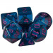 Set of 7 Dice - Argon Ocean - Transparent Blue with Red Paint