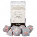 Set of 7 Dice - Fairy Quartz - Pearlized Gray with Pink Paint