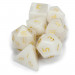 Set of 7 Handmade Stone Polyhedral Dice, White Jade