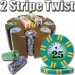 2 Stripe Twist 200pc 8 Gram Poker Chip Set w/Wooden Carousel